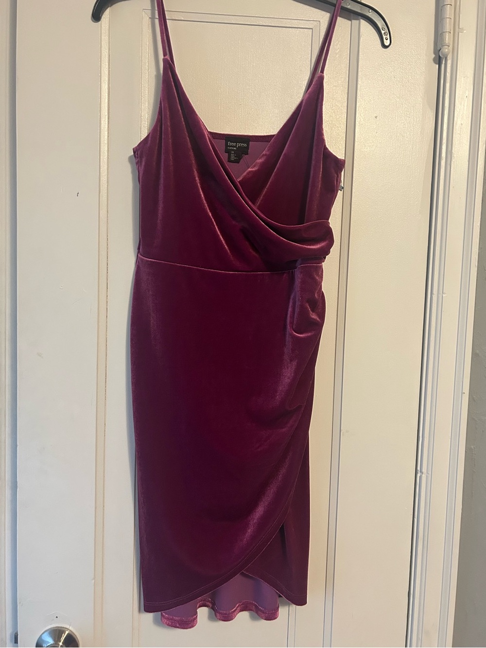 free press Velvet Wrap-Front Midi Dress in Plum